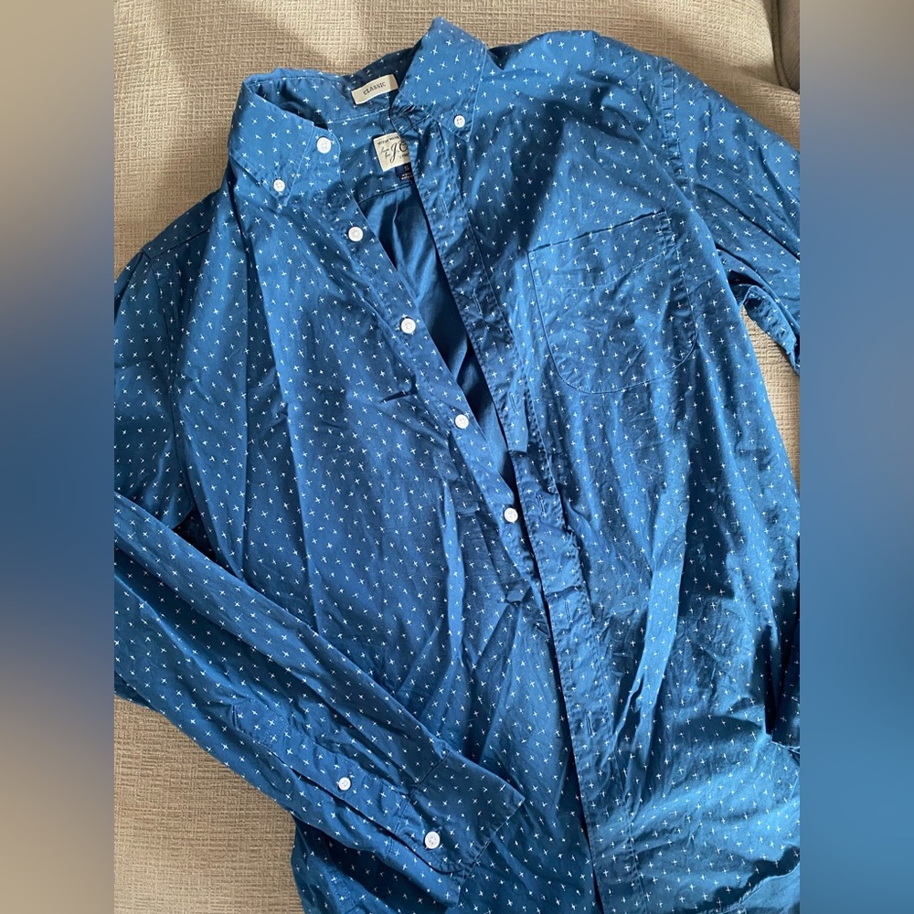 J. CREW classic stretch mens blue button down size small